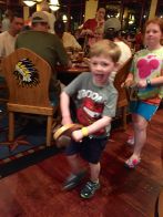 Another proud moment - Lucas participating in the pony rides around Whipsering Canyon Cafe - something that made him cry the previous year