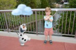 Lucas' favorite magic shot, looking cold with Olaf